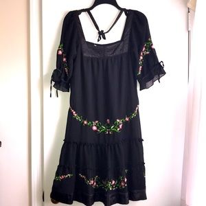 1 & Only Boho Black Floral Embroidered Dress sz M